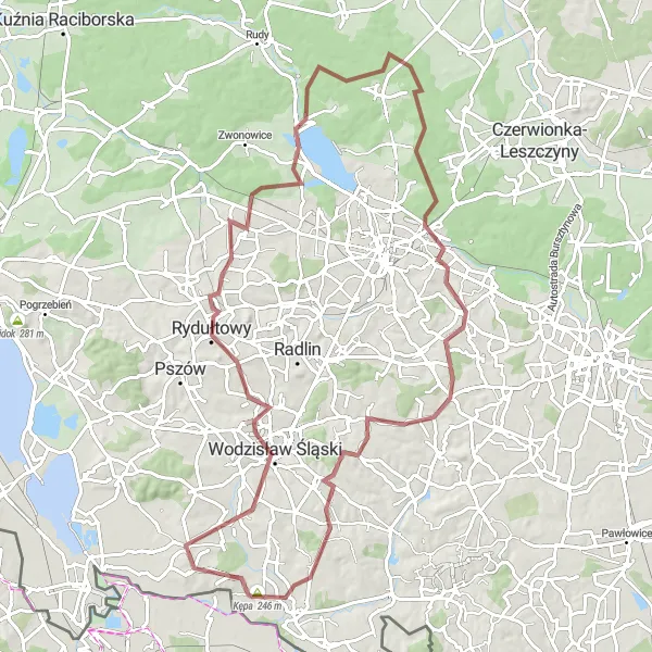 Miniatura mapy "Przejażdżka po bezdrożach" - trasy rowerowej w Śląskie, Poland. Wygenerowane przez planer tras rowerowych Tarmacs.app
