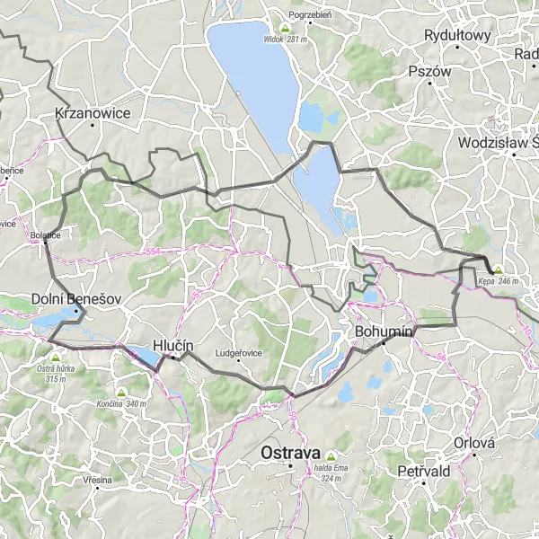 Miniatura mapy "Trasa Szlakiem Słońca i Wiatru" - trasy rowerowej w Śląskie, Poland. Wygenerowane przez planer tras rowerowych Tarmacs.app