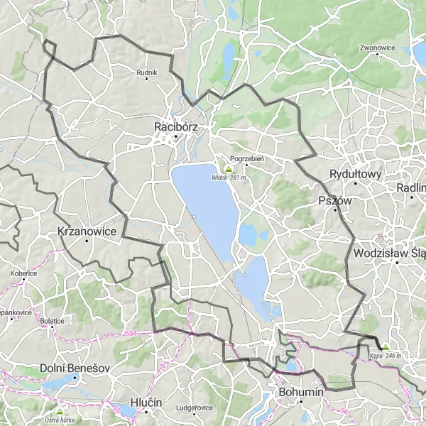 Miniatura mapy "Chałupki to Pszów road cycling loop" - trasy rowerowej w Śląskie, Poland. Wygenerowane przez planer tras rowerowych Tarmacs.app