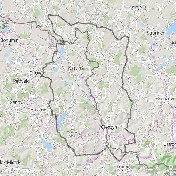 Miniatura mapy "Pielgrzymowice to Godów road cycling adventure" - trasy rowerowej w Śląskie, Poland. Wygenerowane przez planer tras rowerowych Tarmacs.app