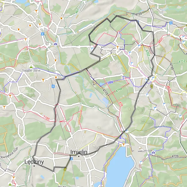 Map miniature of "Lędziny Loop" cycling inspiration in Śląskie, Poland. Generated by Tarmacs.app cycling route planner