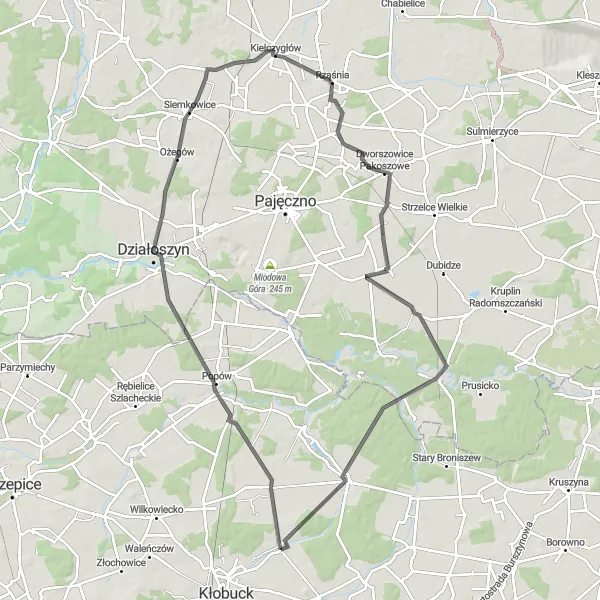 Miniatura mapy "Trasa rowerowa szosowa z Łobodna" - trasy rowerowej w Śląskie, Poland. Wygenerowane przez planer tras rowerowych Tarmacs.app