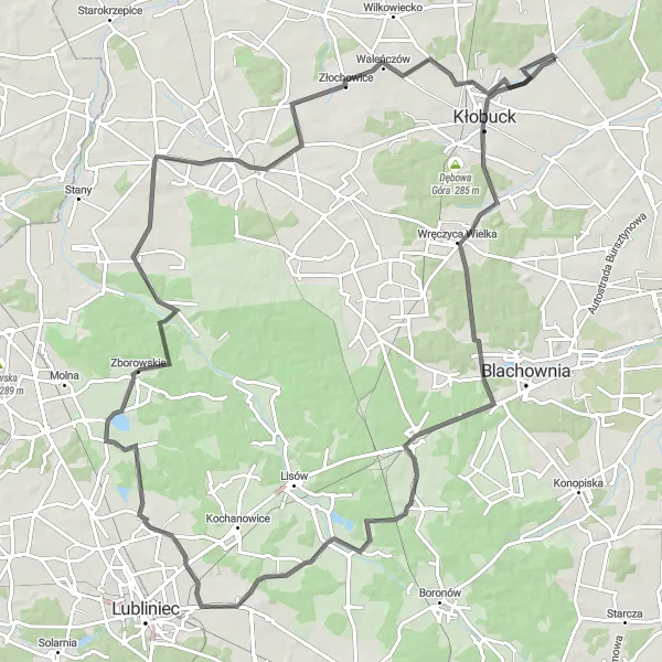 Miniatura mapy "Trasa rowerowa szosowa przez urokliwe tereny" - trasy rowerowej w Śląskie, Poland. Wygenerowane przez planer tras rowerowych Tarmacs.app