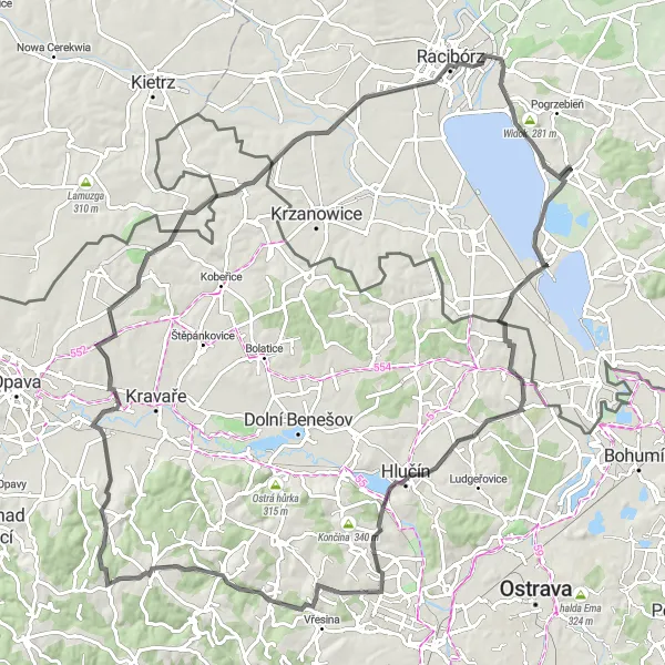 Map miniature of "Šilheřovice Exploration" cycling inspiration in Śląskie, Poland. Generated by Tarmacs.app cycling route planner