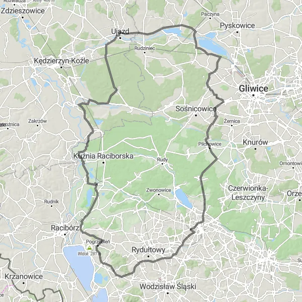 Map miniature of "Lubomia Loop" cycling inspiration in Śląskie, Poland. Generated by Tarmacs.app cycling route planner