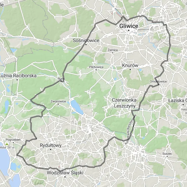 Map miniature of "Szłapowiec Challenge" cycling inspiration in Śląskie, Poland. Generated by Tarmacs.app cycling route planner
