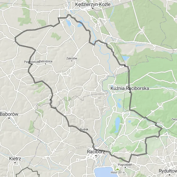 Map miniature of "Gliwice Heritage Trail" cycling inspiration in Śląskie, Poland. Generated by Tarmacs.app cycling route planner