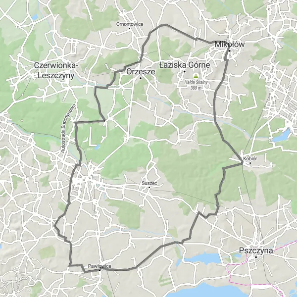Miniatura mapy "Trasa wiodąca przez Brzeźce, Pawłowice i Palowice" - trasy rowerowej w Śląskie, Poland. Wygenerowane przez planer tras rowerowych Tarmacs.app