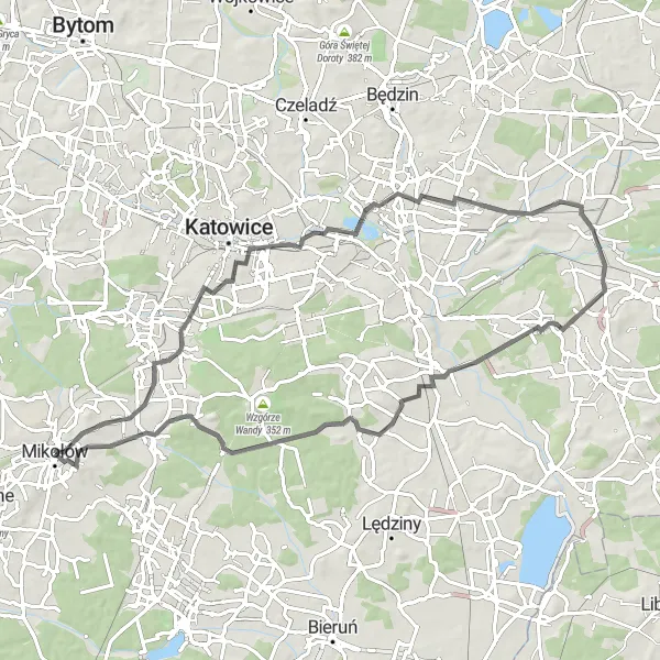 Map miniature of "Brynów Epic Ride" cycling inspiration in Śląskie, Poland. Generated by Tarmacs.app cycling route planner