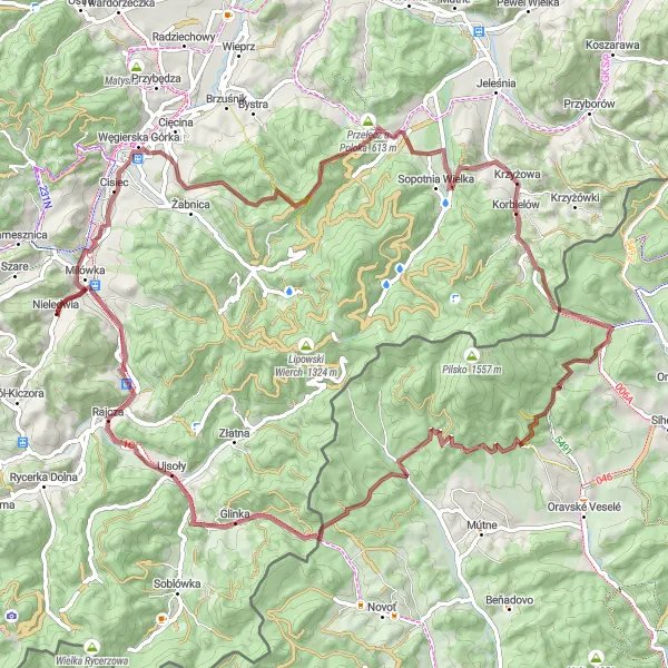 Map miniature of "Amateurs of Gravel and Nature's Beauty" cycling inspiration in Śląskie, Poland. Generated by Tarmacs.app cycling route planner