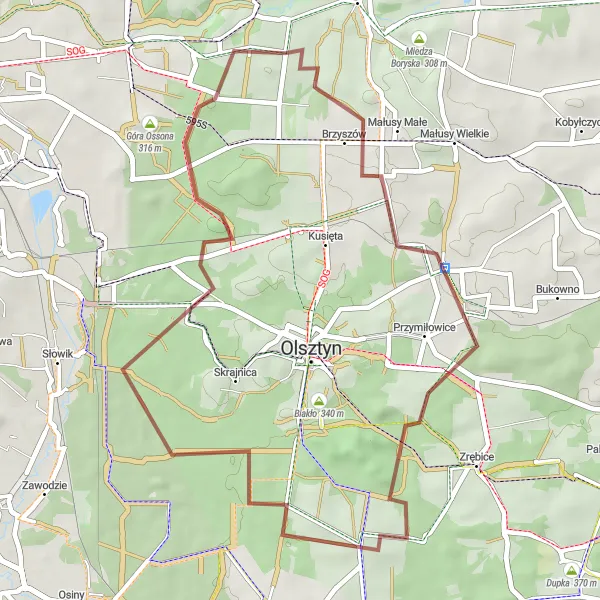 Miniatura mapy "Trasa na Gravel z Mstowa: Skarzawa do Rędziny" - trasy rowerowej w Śląskie, Poland. Wygenerowane przez planer tras rowerowych Tarmacs.app