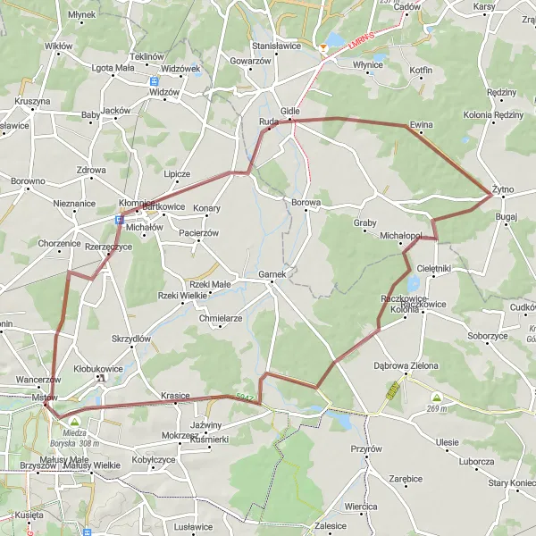 Miniatura mapy "Rowerowa wyprawa przez Kłomnice i Krasice" - trasy rowerowej w Śląskie, Poland. Wygenerowane przez planer tras rowerowych Tarmacs.app