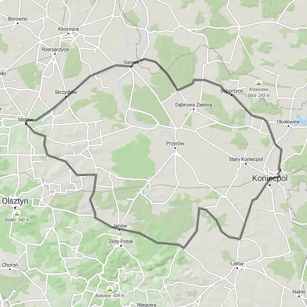 Map miniature of "Road Cycling Exploration - Mstów Circuit" cycling inspiration in Śląskie, Poland. Generated by Tarmacs.app cycling route planner