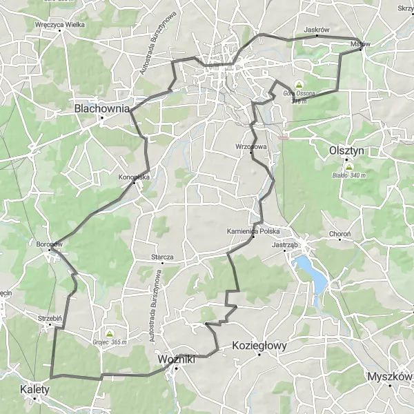 Miniatura mapy "Podróż rowerowa przez Częstochowę i Dobra Górę" - trasy rowerowej w Śląskie, Poland. Wygenerowane przez planer tras rowerowych Tarmacs.app