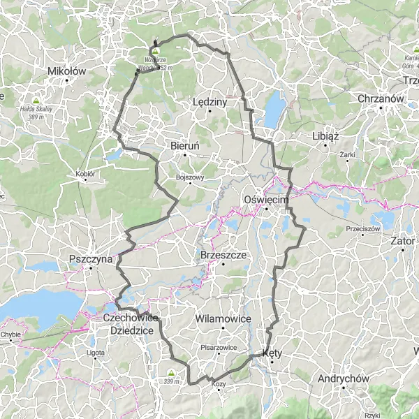 Miniatura mapy "Szlak przez Pałac Promniców" - trasy rowerowej w Śląskie, Poland. Wygenerowane przez planer tras rowerowych Tarmacs.app