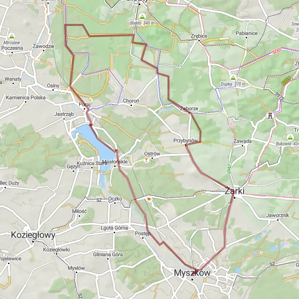 Map miniature of "Journey through Natural Marvels" cycling inspiration in Śląskie, Poland. Generated by Tarmacs.app cycling route planner