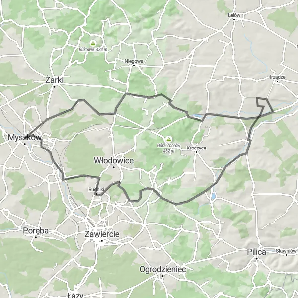Map miniature of "Bobolice Castle Loop" cycling inspiration in Śląskie, Poland. Generated by Tarmacs.app cycling route planner