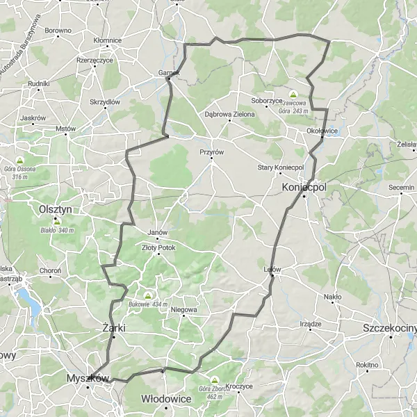 Miniatura mapy "Szlak Żarki - Stary Myszków" - trasy rowerowej w Śląskie, Poland. Wygenerowane przez planer tras rowerowych Tarmacs.app