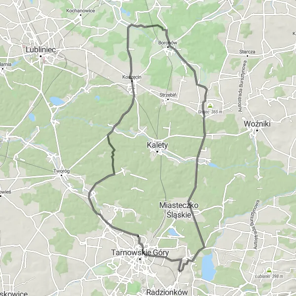 Miniatura mapy "Trasa Nakło Śląskie - Orzech" - trasy rowerowej w Śląskie, Poland. Wygenerowane przez planer tras rowerowych Tarmacs.app