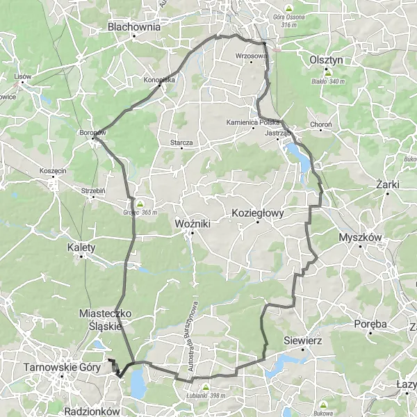 Miniatura mapy "Trasa Szosowa Nowe Chechło - Chechelska Góra" - trasy rowerowej w Śląskie, Poland. Wygenerowane przez planer tras rowerowych Tarmacs.app