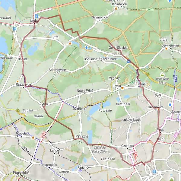 Map miniature of "Discover the Serenity of Nędza" cycling inspiration in Śląskie, Poland. Generated by Tarmacs.app cycling route planner