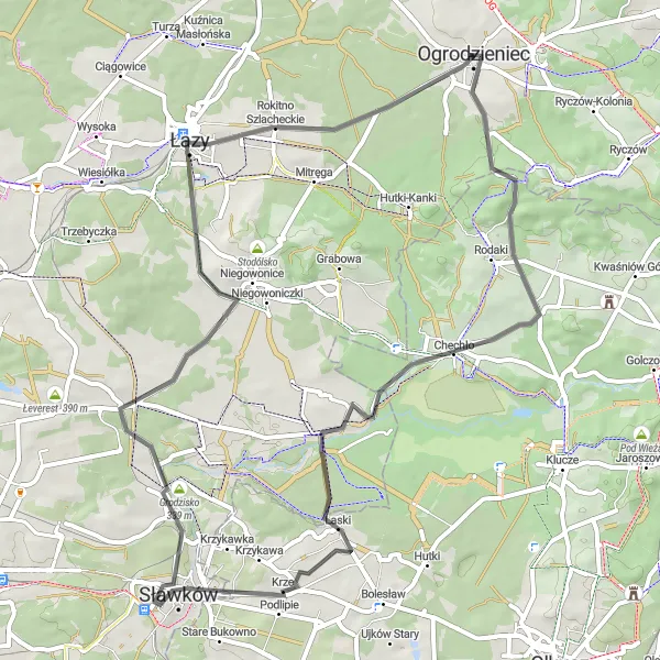 Map miniature of "Exploring the Past in the Heart of Silesia" cycling inspiration in Śląskie, Poland. Generated by Tarmacs.app cycling route planner