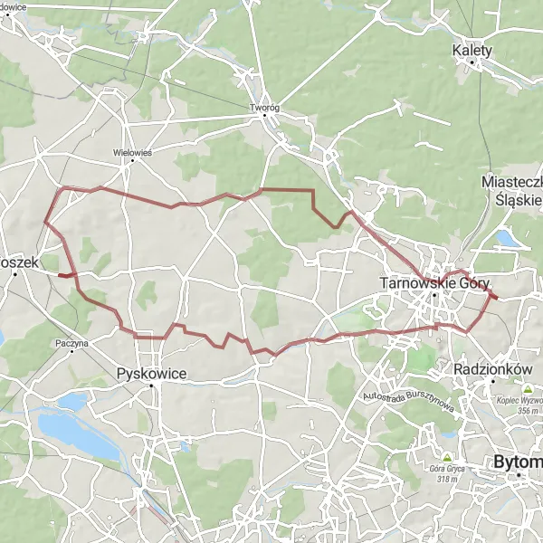 Map miniature of "Hidden Gem" cycling inspiration in Śląskie, Poland. Generated by Tarmacs.app cycling route planner