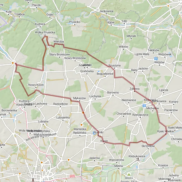 Miniatura mapy "Trasa gravelowa przez Zdrową i Kokawę" - trasy rowerowej w Śląskie, Poland. Wygenerowane przez planer tras rowerowych Tarmacs.app