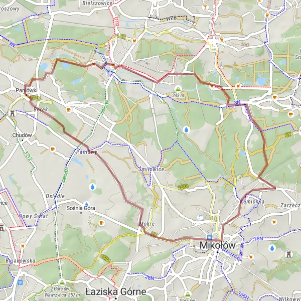 Miniatura mapy "Trasa rowerowa Paniówki - Wzgórze Kamionka" - trasy rowerowej w Śląskie, Poland. Wygenerowane przez planer tras rowerowych Tarmacs.app