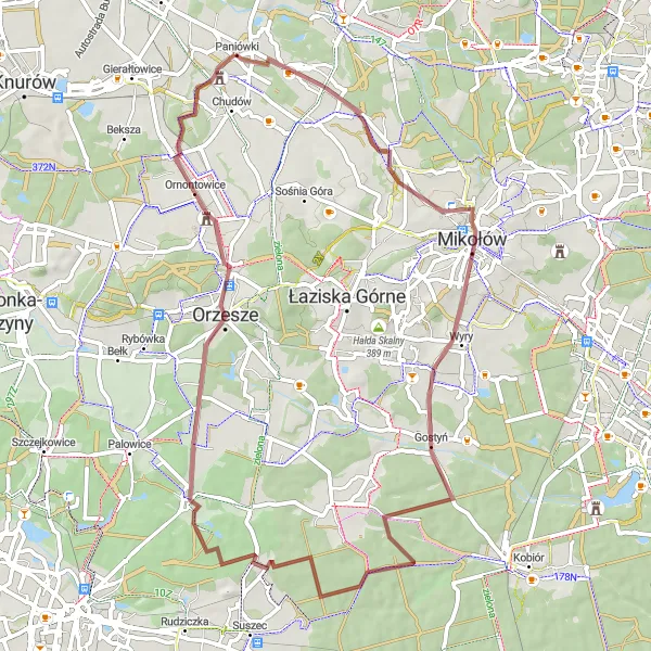 Miniatura mapy "Trasa przez Ornontowice i Paniówki" - trasy rowerowej w Śląskie, Poland. Wygenerowane przez planer tras rowerowych Tarmacs.app