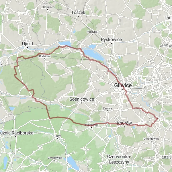 Miniatura mapy "Trasa przez Pałac Pławniowice i Politechnikę" - trasy rowerowej w Śląskie, Poland. Wygenerowane przez planer tras rowerowych Tarmacs.app