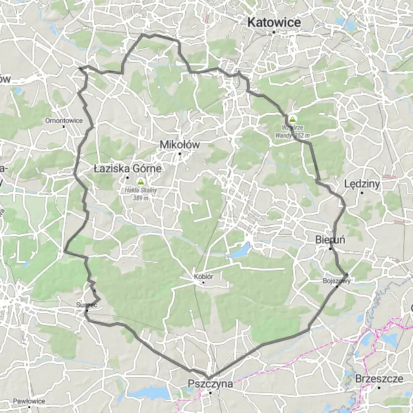 Miniatura mapy "Trasa przez Blych i Suszec" - trasy rowerowej w Śląskie, Poland. Wygenerowane przez planer tras rowerowych Tarmacs.app