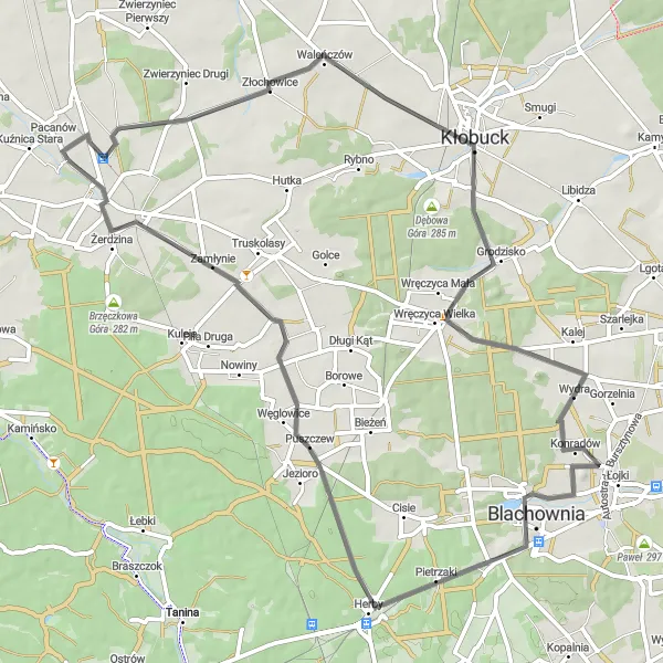 Map miniature of "Cyganka to Bór Zapilski Road Route" cycling inspiration in Śląskie, Poland. Generated by Tarmacs.app cycling route planner