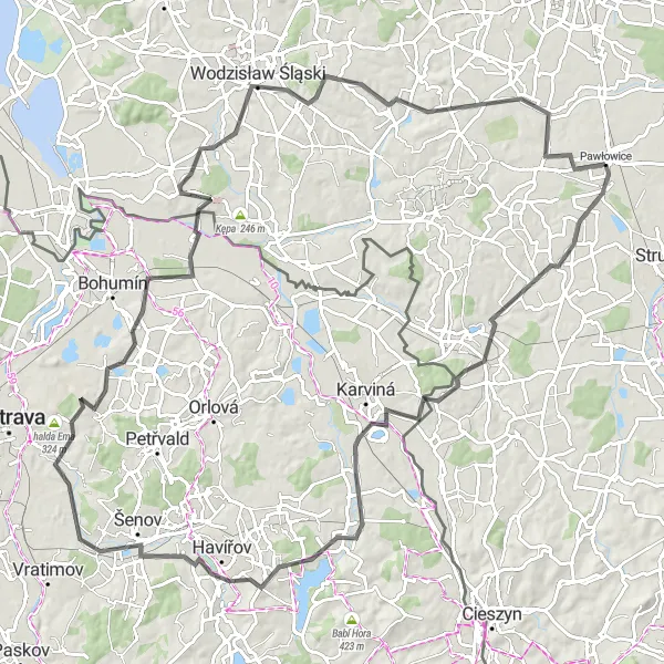Miniatura mapy "Trasa Beskidzka" - trasy rowerowej w Śląskie, Poland. Wygenerowane przez planer tras rowerowych Tarmacs.app