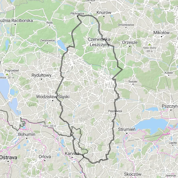 Map miniature of "The Ultimate Cycling Challenge" cycling inspiration in Śląskie, Poland. Generated by Tarmacs.app cycling route planner