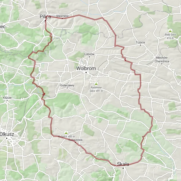 Miniatura mapy "Przygoda Gravelowa wokół Pilicy" - trasy rowerowej w Śląskie, Poland. Wygenerowane przez planer tras rowerowych Tarmacs.app