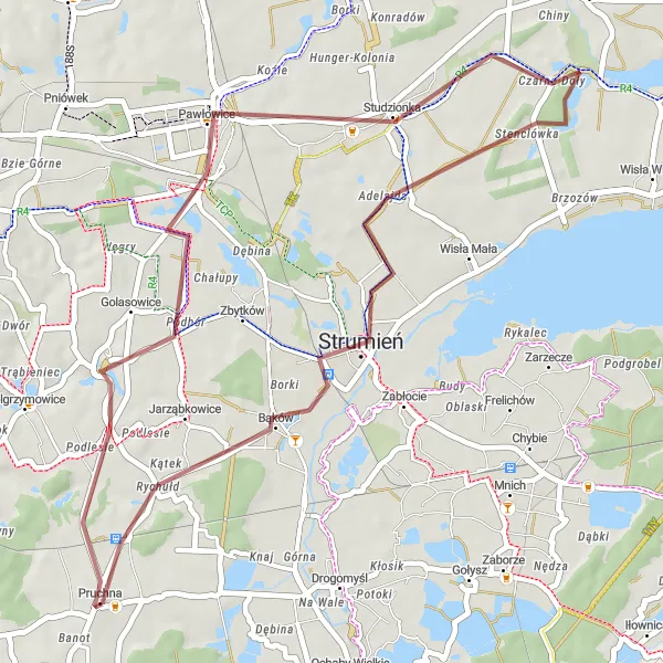 Miniatura mapy "Trasa Pruchna - Pawłowice" - trasy rowerowej w Śląskie, Poland. Wygenerowane przez planer tras rowerowych Tarmacs.app