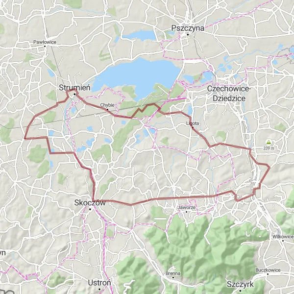 Miniatura mapy "Trasa Pruchna - Ochaby" - trasy rowerowej w Śląskie, Poland. Wygenerowane przez planer tras rowerowych Tarmacs.app
