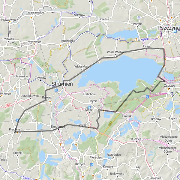 Miniatura mapy "Trasa Pruchna - Strumień" - trasy rowerowej w Śląskie, Poland. Wygenerowane przez planer tras rowerowych Tarmacs.app