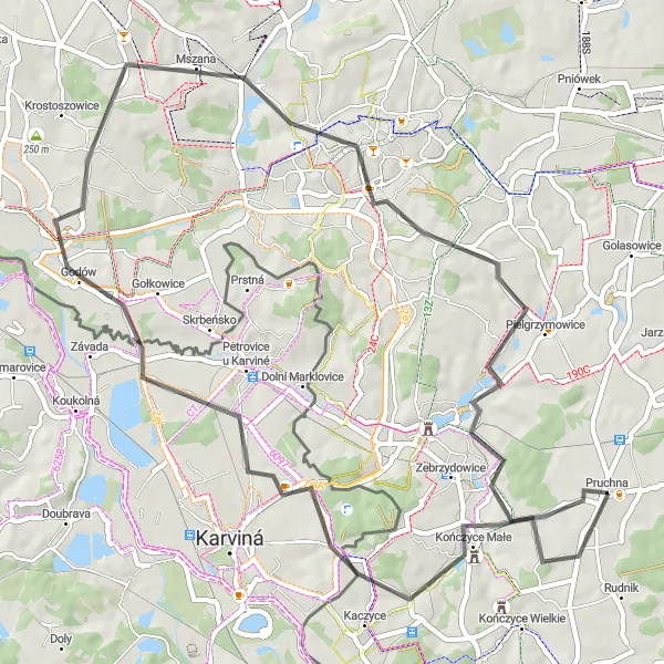 Miniatura mapy "Trasa Pruchna - Nowe Chałupy" - trasy rowerowej w Śląskie, Poland. Wygenerowane przez planer tras rowerowych Tarmacs.app