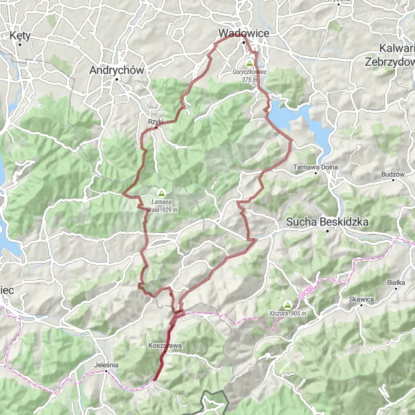 Miniatura mapy "Trasa Gravelowa przez Góry Śląskie" - trasy rowerowej w Śląskie, Poland. Wygenerowane przez planer tras rowerowych Tarmacs.app