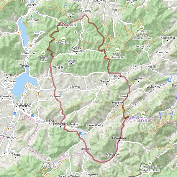 Map miniature of "The Gravel Adventure" cycling inspiration in Śląskie, Poland. Generated by Tarmacs.app cycling route planner