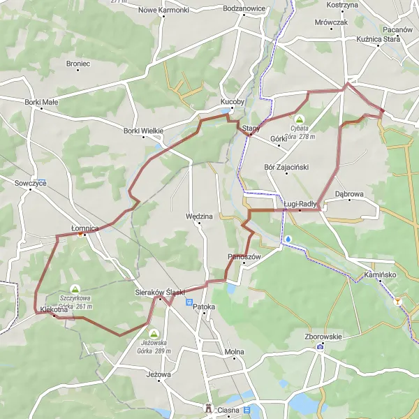 Miniatura mapy "Przejażdżka rowerem po szutrowych ścieżkach" - trasy rowerowej w Śląskie, Poland. Wygenerowane przez planer tras rowerowych Tarmacs.app