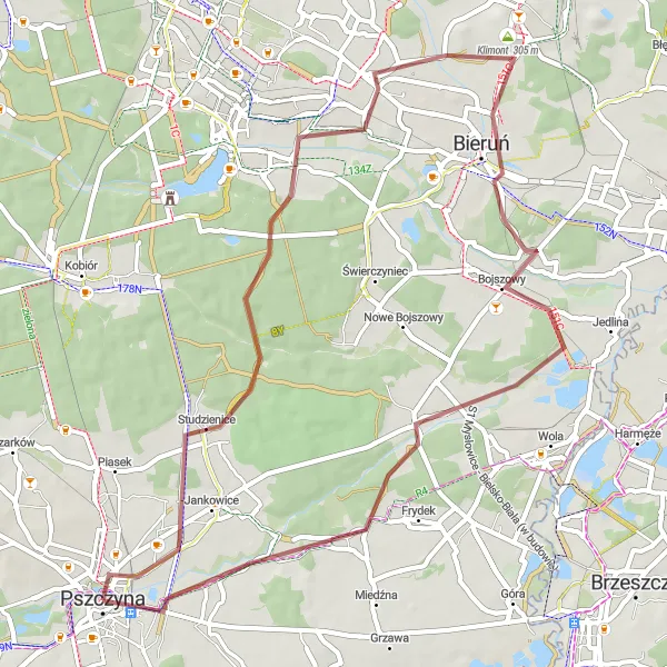 Miniatura mapy "Trasa rowerowa Pszczyna - Pszczyna" - trasy rowerowej w Śląskie, Poland. Wygenerowane przez planer tras rowerowych Tarmacs.app
