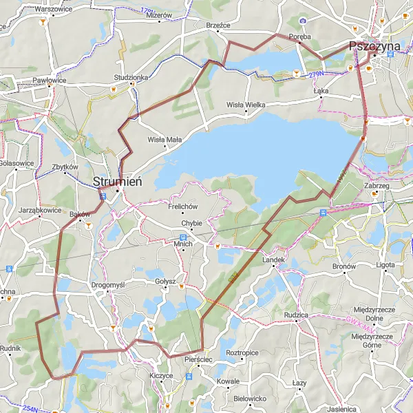 Miniatura mapy "Trasa rowerowa Pszczyna - Zamek w Pszczynie" - trasy rowerowej w Śląskie, Poland. Wygenerowane przez planer tras rowerowych Tarmacs.app