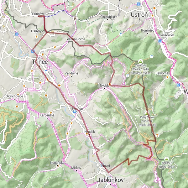 Miniatura mapy "Wycieczka wokół Nýdek" - trasy rowerowej w Śląskie, Poland. Wygenerowane przez planer tras rowerowych Tarmacs.app