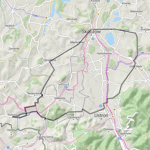 Miniatura mapy "Trasa w okolicach Puńcowa" - trasy rowerowej w Śląskie, Poland. Wygenerowane przez planer tras rowerowych Tarmacs.app