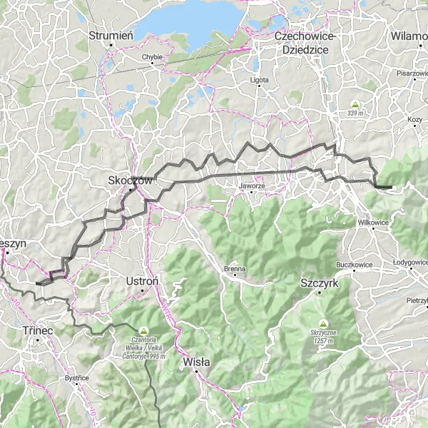 Miniatura mapy "Trasa do zamku Sułkowskich" - trasy rowerowej w Śląskie, Poland. Wygenerowane przez planer tras rowerowych Tarmacs.app