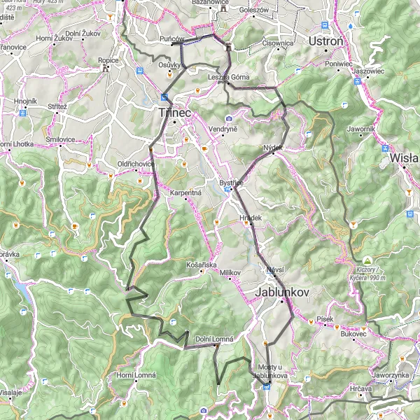 Miniatura mapy "Przejażdżka wokół Puńcowa" - trasy rowerowej w Śląskie, Poland. Wygenerowane przez planer tras rowerowych Tarmacs.app