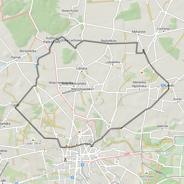 Miniatura mapy "Trasa rowerowa dookoła Rędzin" - trasy rowerowej w Śląskie, Poland. Wygenerowane przez planer tras rowerowych Tarmacs.app